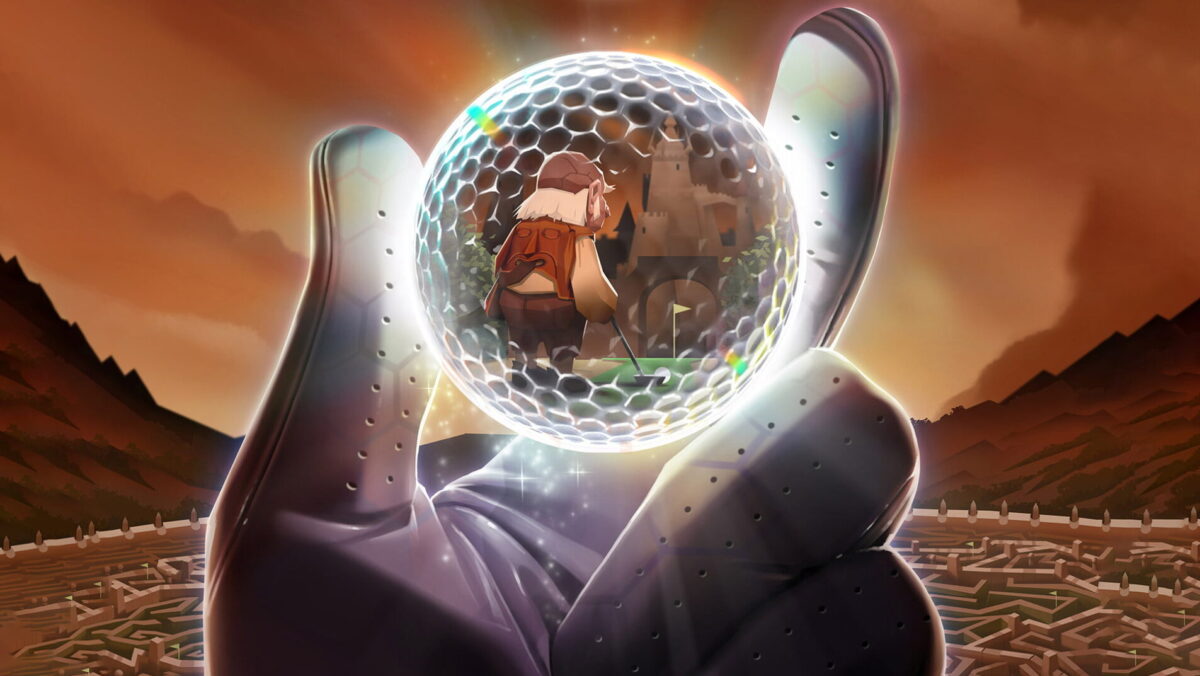 Eine Hand hält einen magischen Golfball.