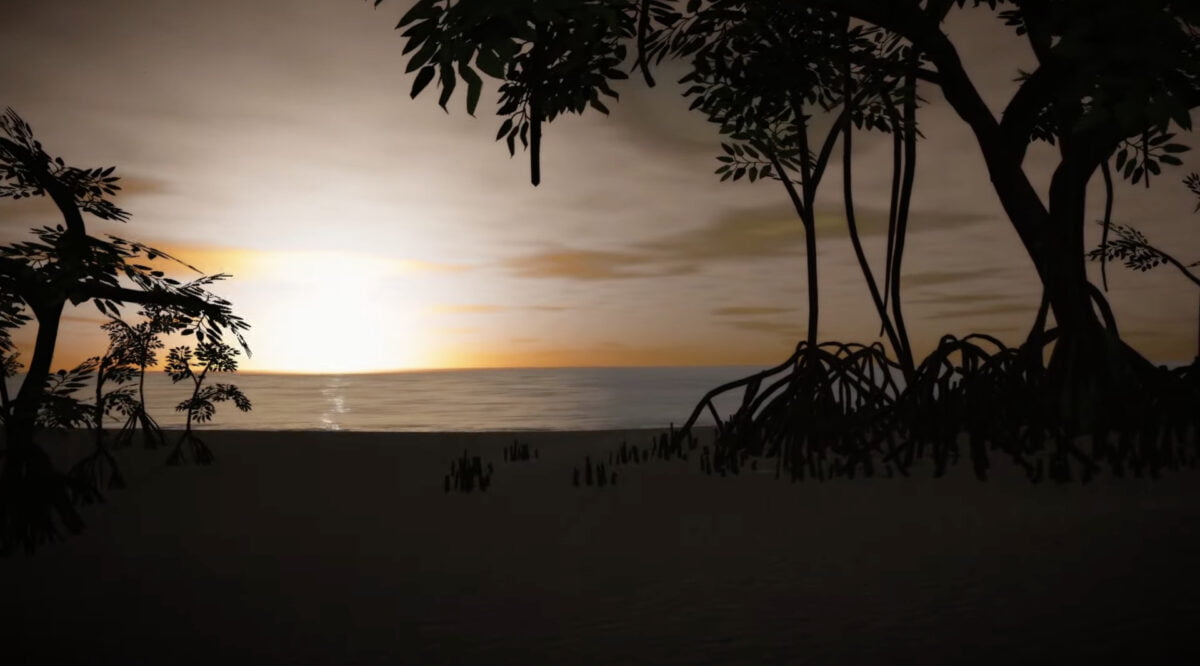 Ein Screenshot der VR-Erfahrung Gondwana VR.