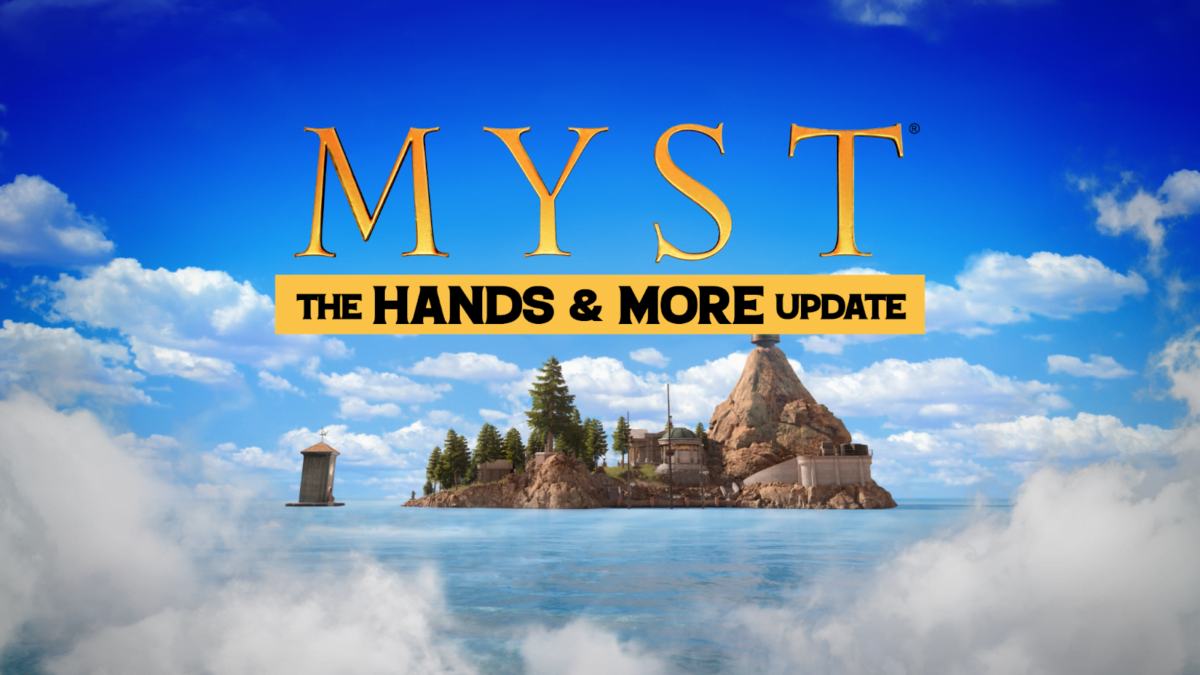 Das Titelbild zeigt die Myst-Insel und den Schriftzug des Handtracking-Updates.