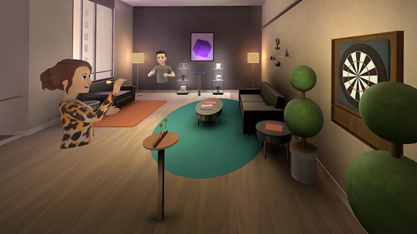 Zwei Avatare in Metas Horizon-Worlds-Wohnzimmer.