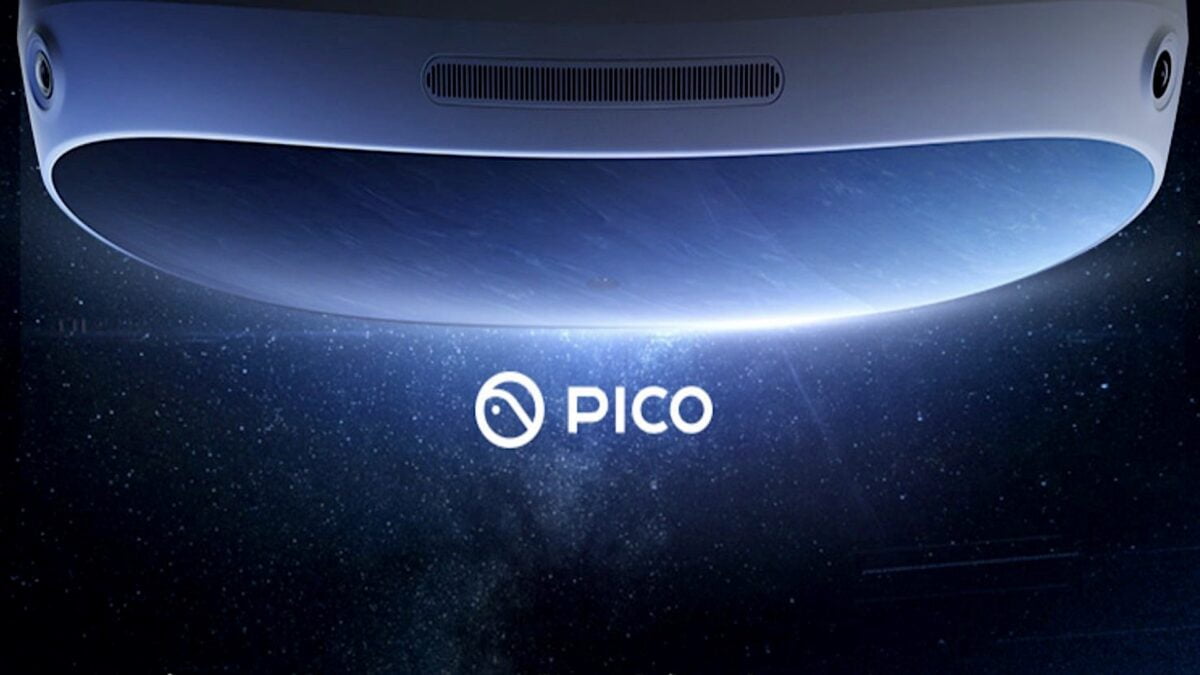 Teaser der Pico 4 zeigt das vordere Gehäuse von oben, auf der glatten Oberfläche spiegelt sich das umgebende Weltall.