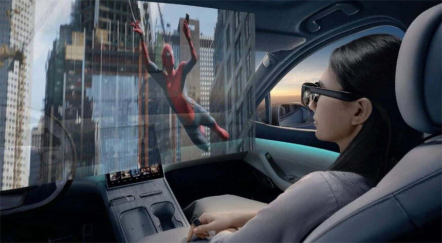 Die Nio Air AR Glasses sollen einen virtuellen Bildschirm in das Sichtfeld projizieren, der einem 130-Zoll-Fernseher gleicht.