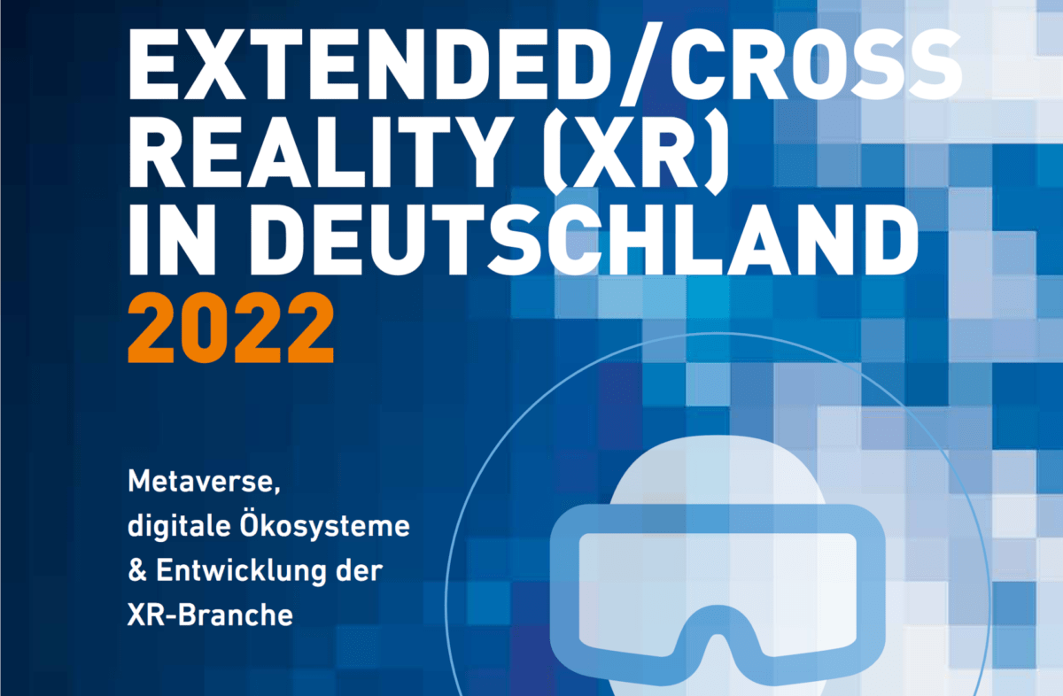 Titelbild der Studie der TH Köln zum deutschen Extended/Cross-Reality-Markt, mit einem stilisierten Kopf und VR-Brille