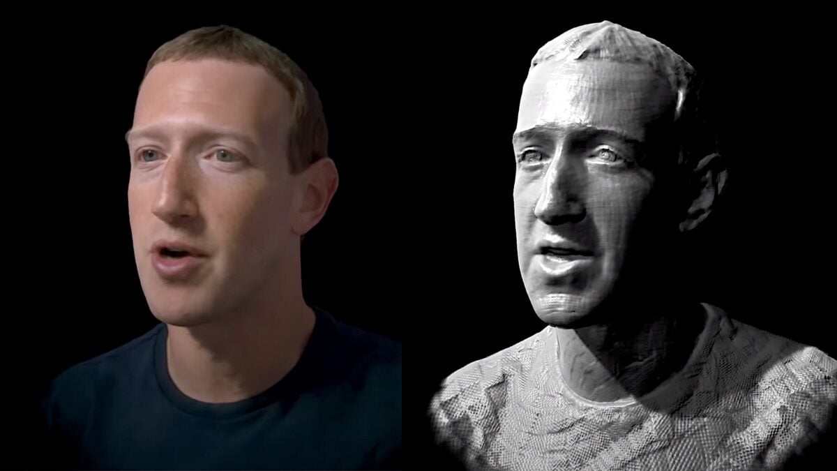 Links Zuckerberg-Avatar mit Textur, rechts ohne Textur.