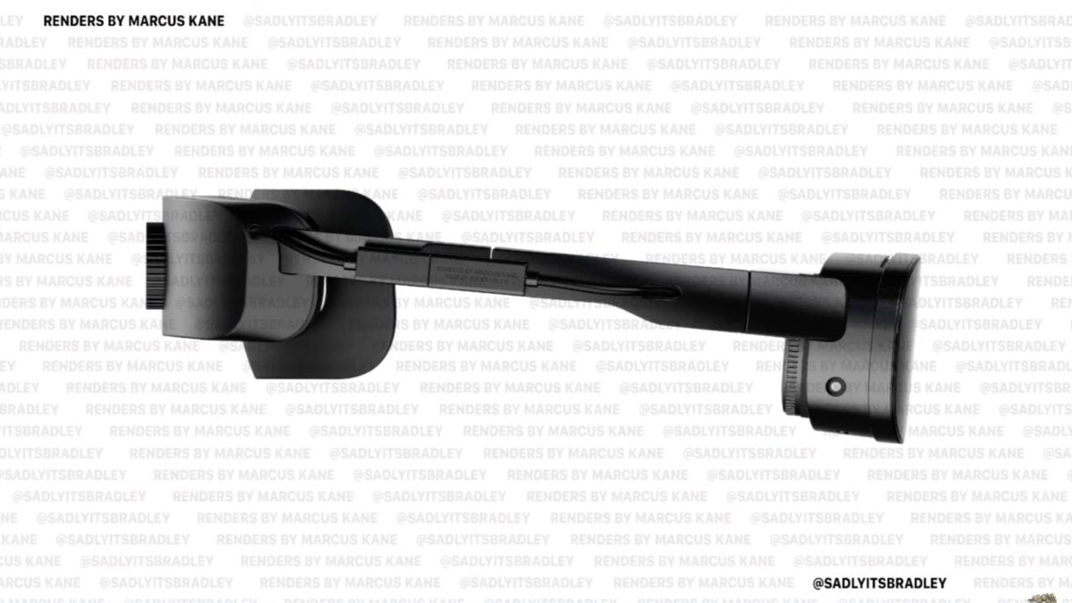 Leak-Rendering der HTC Vive "Flowcus", die das Headset von der Seite zeigt.