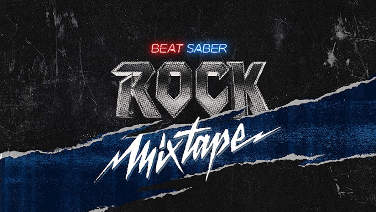 Schriftzüge des neuesten Beat-Saber-DLCs im Rock-Stil.