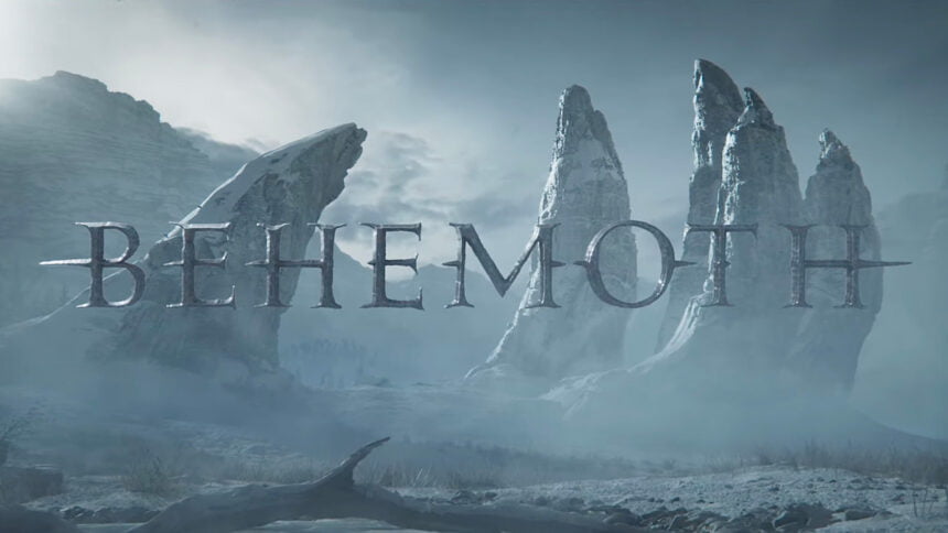 Winter landscape and Behemoth lettering