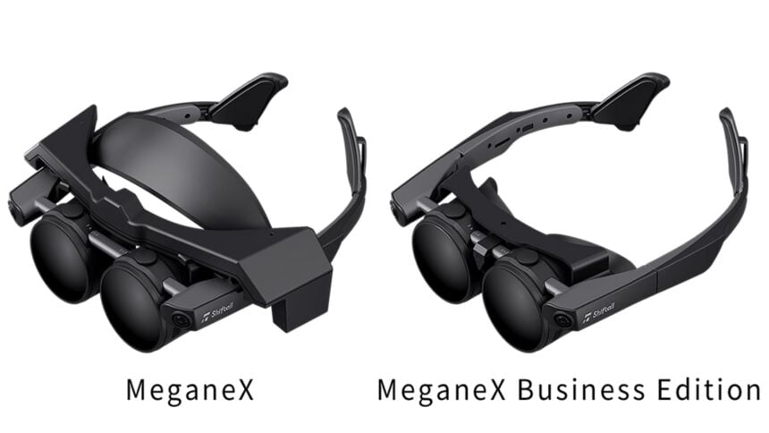 Bild der Meganex und Meganex Business Edition schwebend vor weißem Hintergrund.