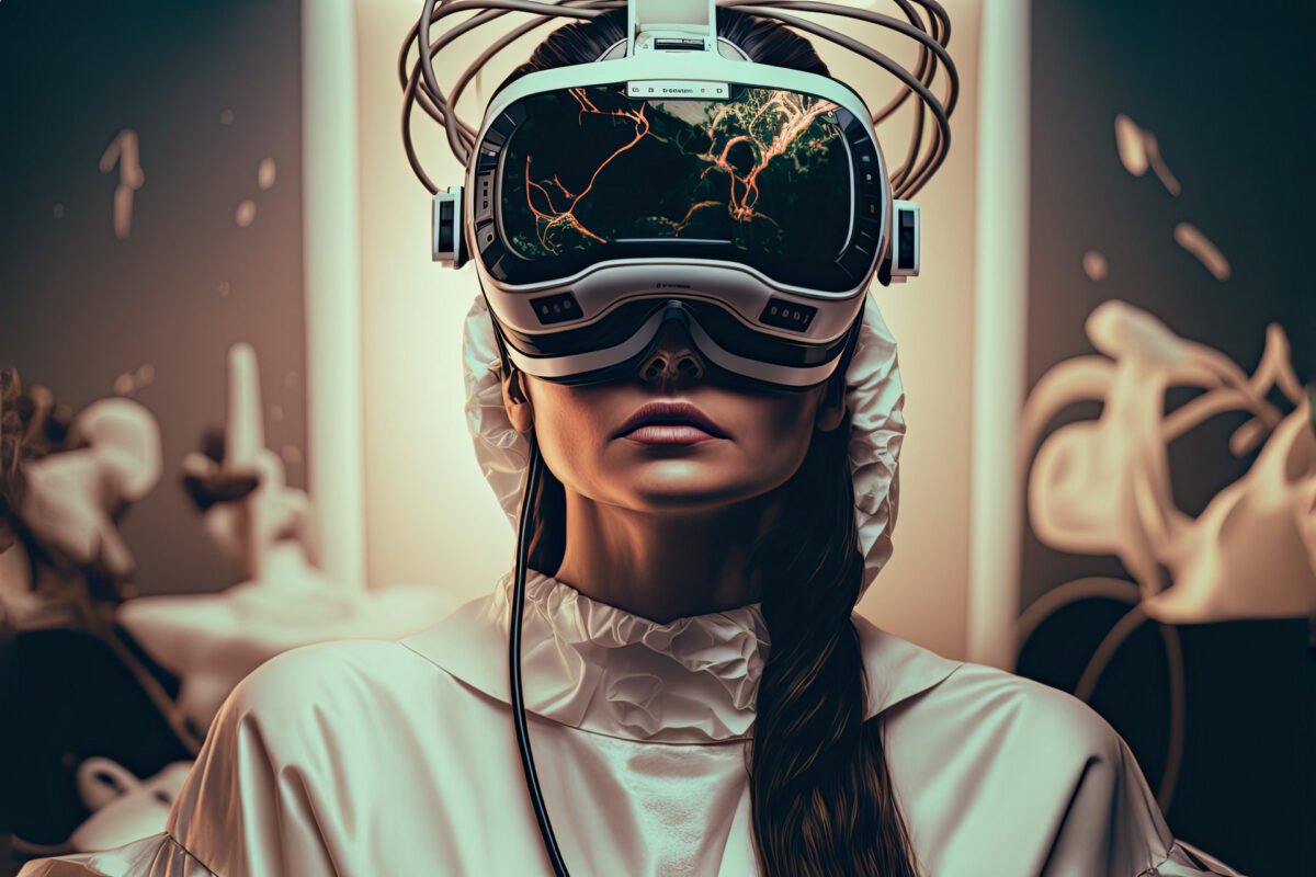 Patientin mit VR-Brille im OP