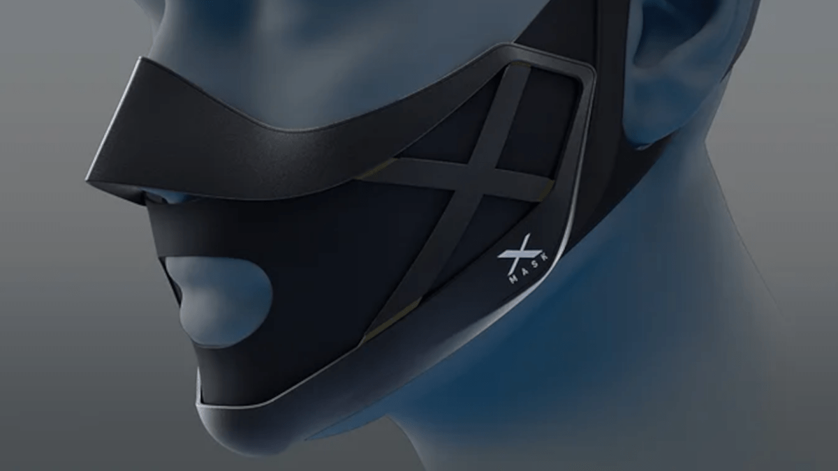 Der Gesichtstracker X Mask sitzt auf einer Kopfbüste.