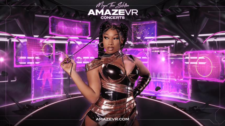 US-Rapperin Megan Thee Stallion auf einem Plakat für VR-Konzerte von AmazeVR