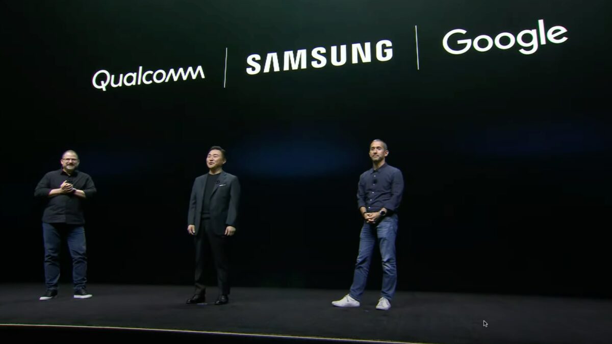 Samsung Unpacked mit Qualcomm und Google auch auf der Bühne für XR Partnerschaft.
