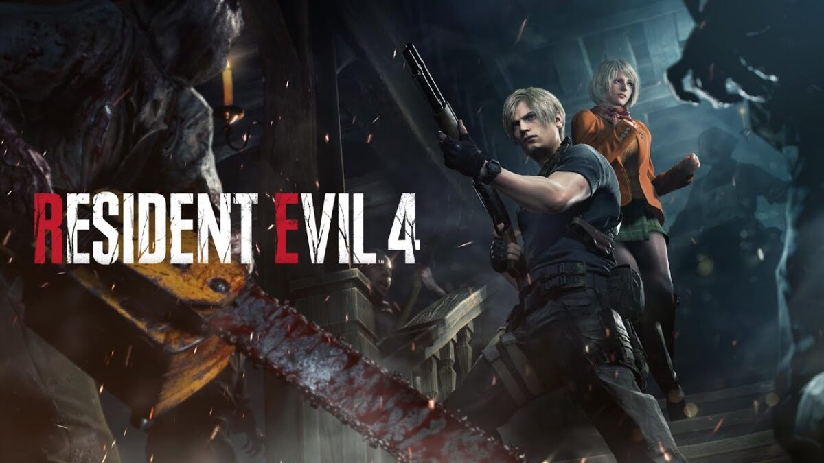 Das Titelbild von Resident Evil 4 Remake von Capcom zeigt einen Showdown mit einer Kettensäge.