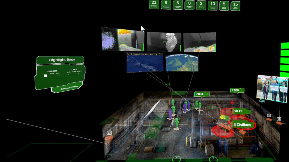 Einsatzkräfte vor Ort könnten künftig 3D-Karten, Live-Videofeeds von Bodycams und weitere wichtige Daten des Notfallorts in der VR-Brille abrufen. 