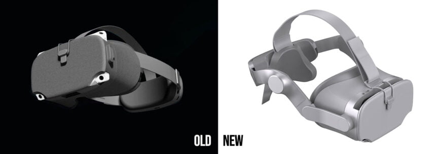 Der neue Headstrap der hybriden Handheld-VR-Brille und das alte Modell in Gegenüberstellung.