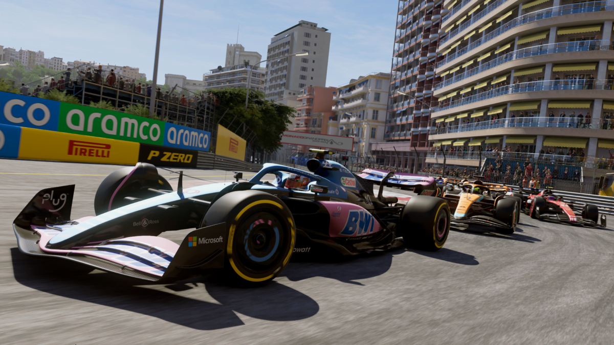 Mehrere Formel-1-Wagen in einer Kurve in Monaco.