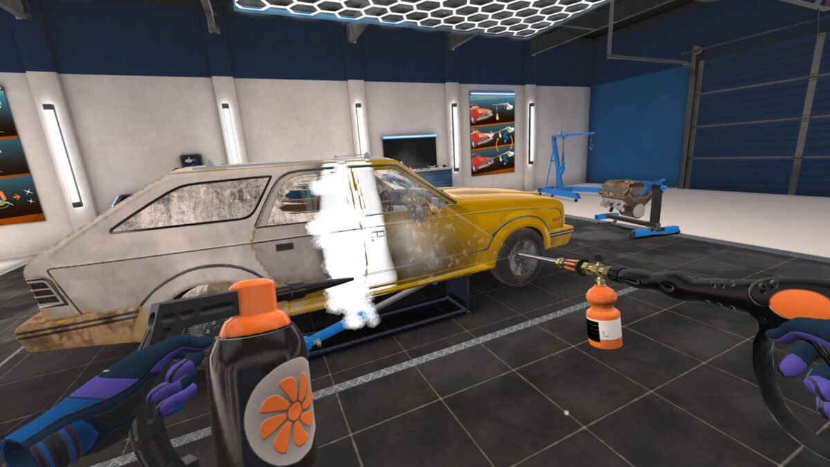 Mit dem virtuellen Dampfstrahler gegen Schlamm und Schmutz. Dieser Autowasch-Simulator lässt euch euren Putzfimmel in VR ausleben.