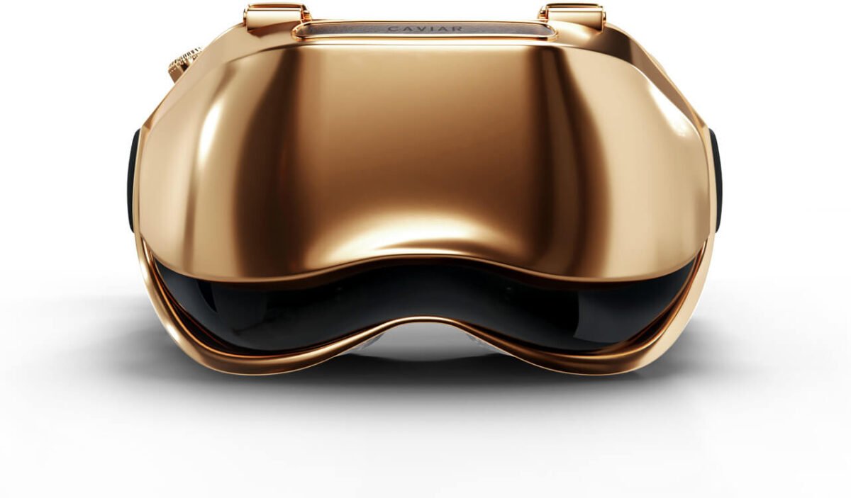 Vergoldete Front der VR/AR-Brille Apple Vision Pro von Caviar