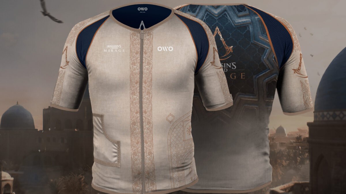 Das haptische T-Shirt OWO Skin im Assassin's Creed Mirage-Design.