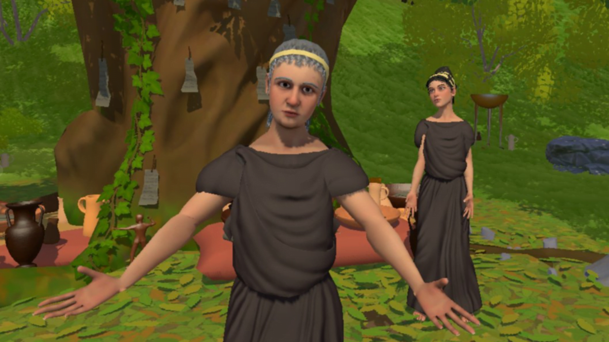 Zwei Orakel-Priesterin aus dem antiken Griechenland, dargestellt in VR.