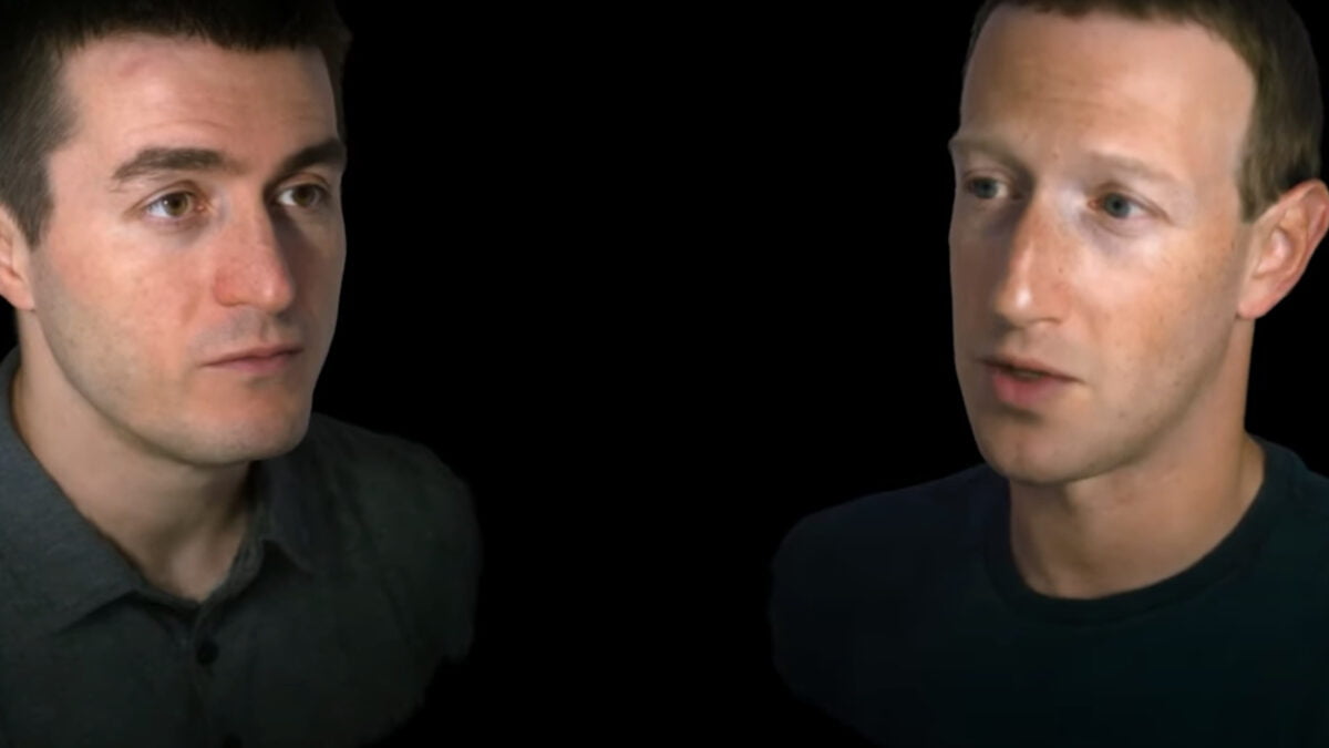 Lex Fridman und Mark Zuckerberg als Codec-Avatare vor schwarzem Hintergrund im Lex Fridman Podcast 398