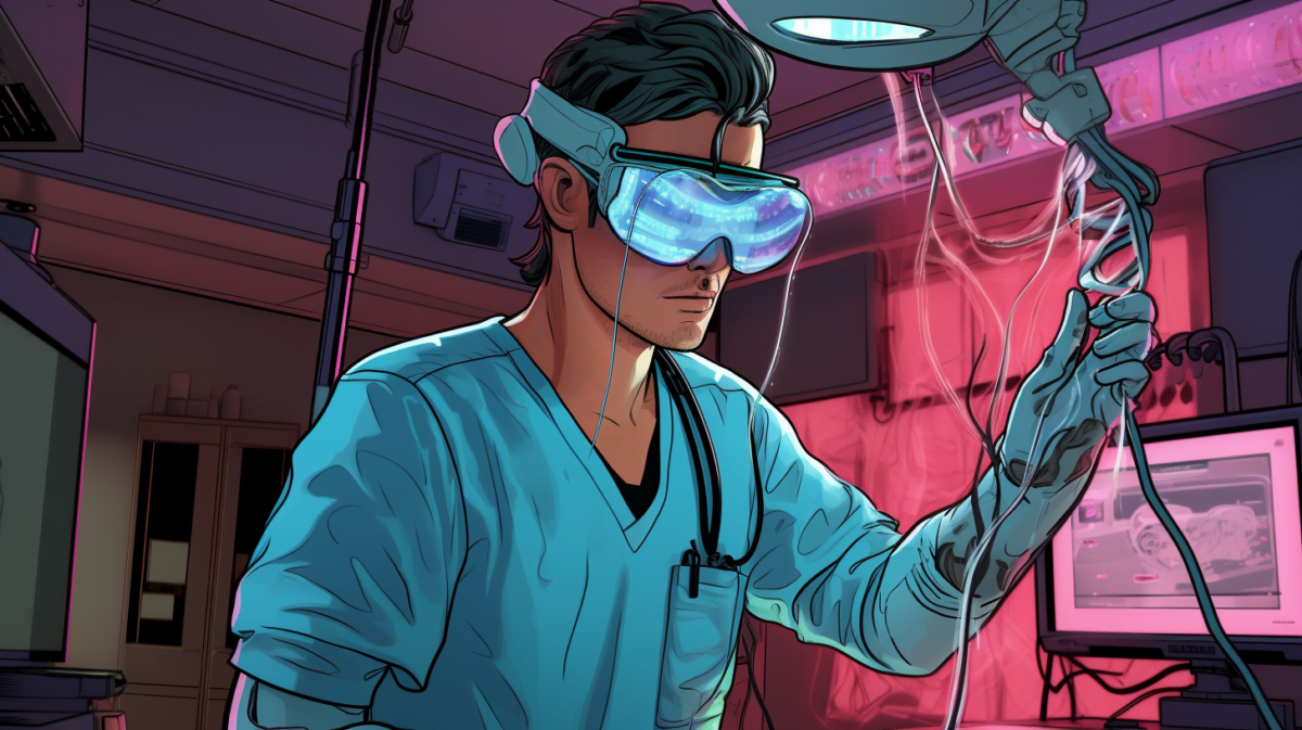 Chirurg mit VR-Brille trainiert die nächste OP in VR