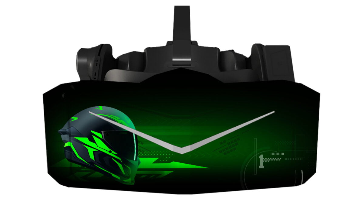 Die Pimax Crystal-Sim VR-Brille in Frontansicht.
