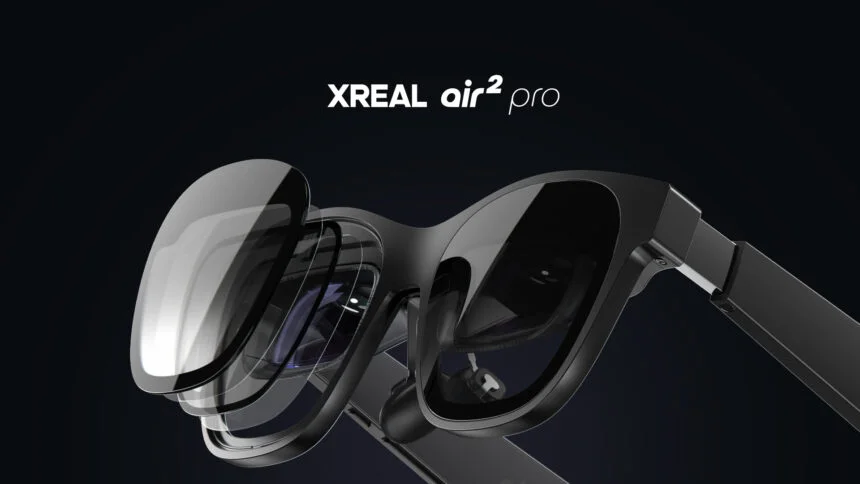 Черные AR-очки Xreal Air 2 с открытым дисплеем.
