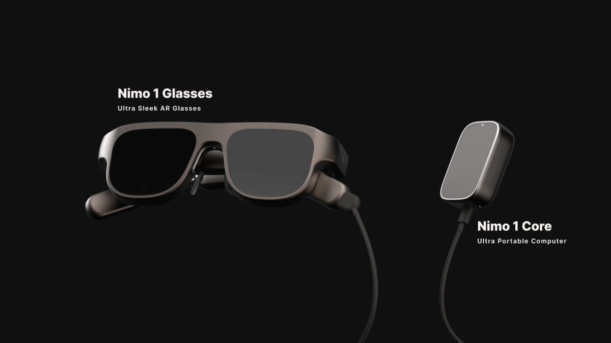 Nimo Glasses und Nimo Core vor schwarzem Hintergrund.