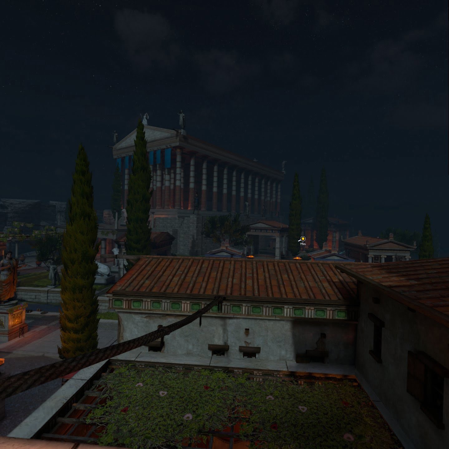 Blick auf Haus und Tempel von Demos im VR-Spiel Assassin's Creed Nexus