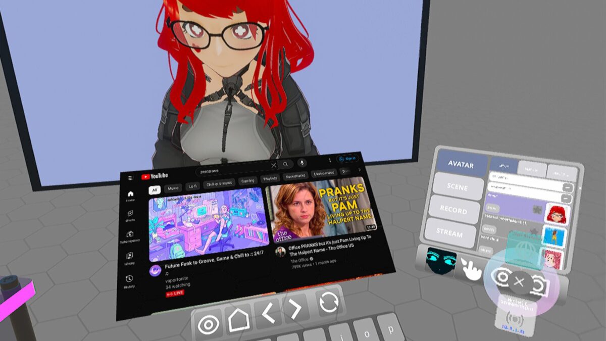 Das Bild zeigt die Benutzeroberfläche der VR-App VStreamer Live, die Live-Streaming auf YouTube per VR-Brille ermöglicht.
