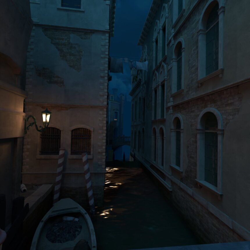 Blick auf einen Kanal in Venedig im VR-Spiel Vampire The Masquerade Justice