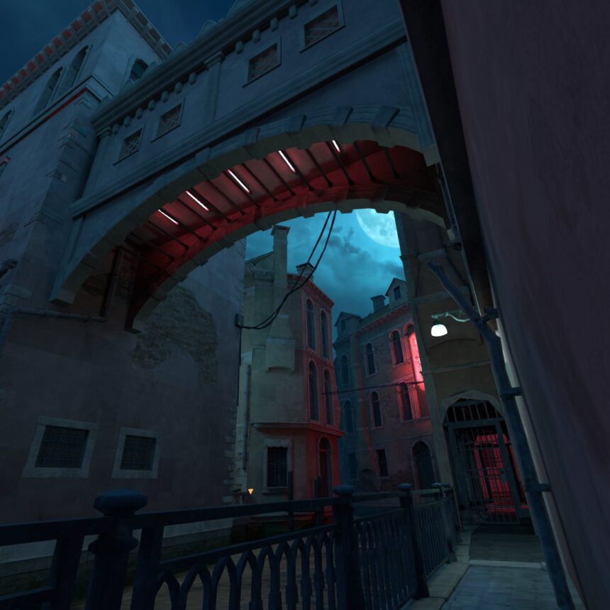 Blick auf die Streben einer Brücke in Venedig im VR-Spiel Vampire The Masquerade Justice