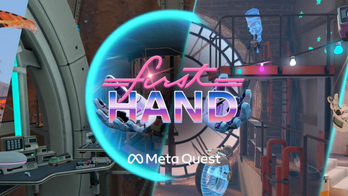 First Hand logo vor einigen Spielszenen mit fliegenden Robotern.