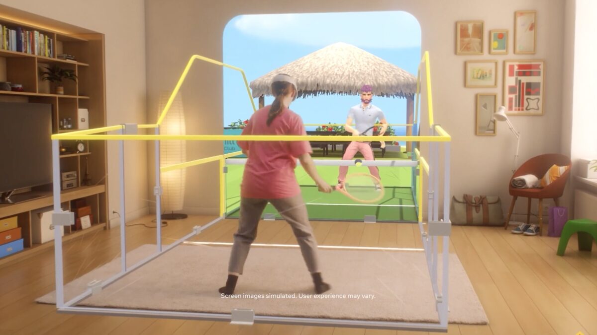 Simulierte Mixed-Reality-Ansicht von Racket Club.