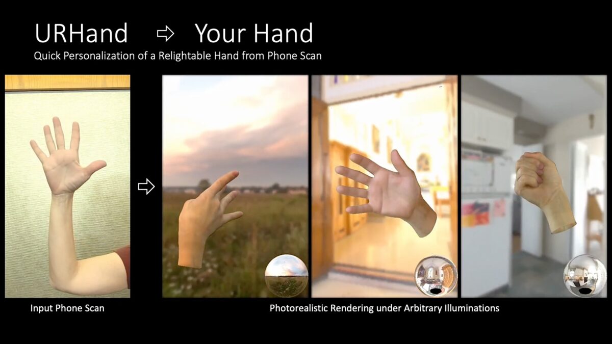 Videobild einer echten Hand und digitale Versionen derselben.