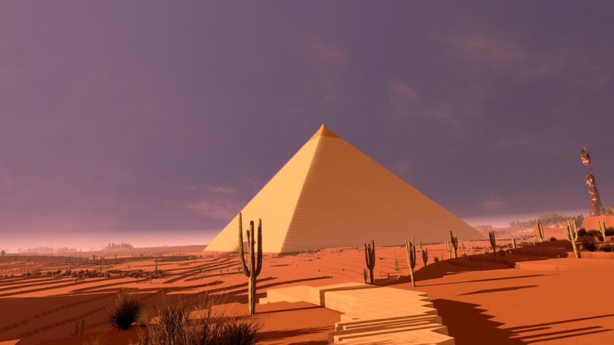 Eine Pyramide, mit Cyube VR gebaut.