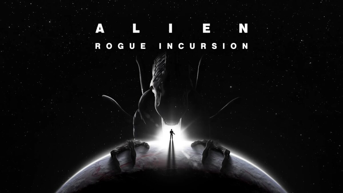 Poster von Alien: Rogue Incursion. Zeigt ein Alien, das sich über einen winuigen Menschen auf einem Planeten beugt.