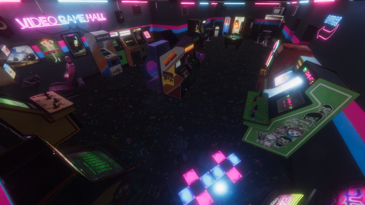 Eine Arcade-Spielhalle im VR-Spiel Arcade Paradise VR.