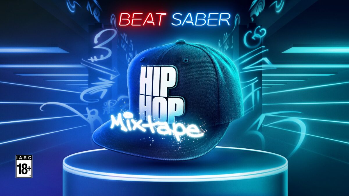 Mütze mit Hip-Hop-Schriftzug, darüber das Beat Saber Logo.