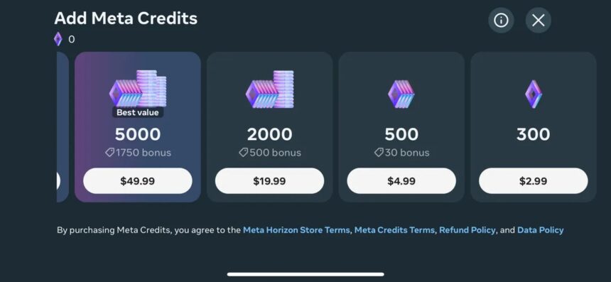 Verschiedene Meta-Credits-Bundles.