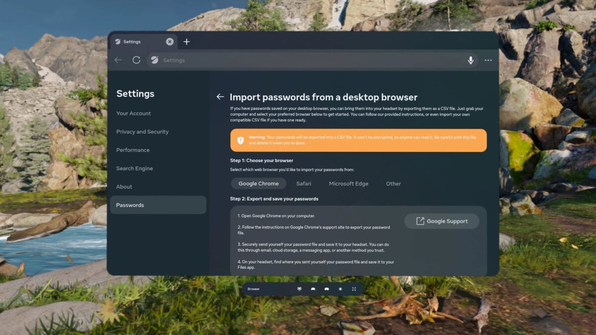 Meta Quest Browser lässt euch jetzt Passwörter importieren